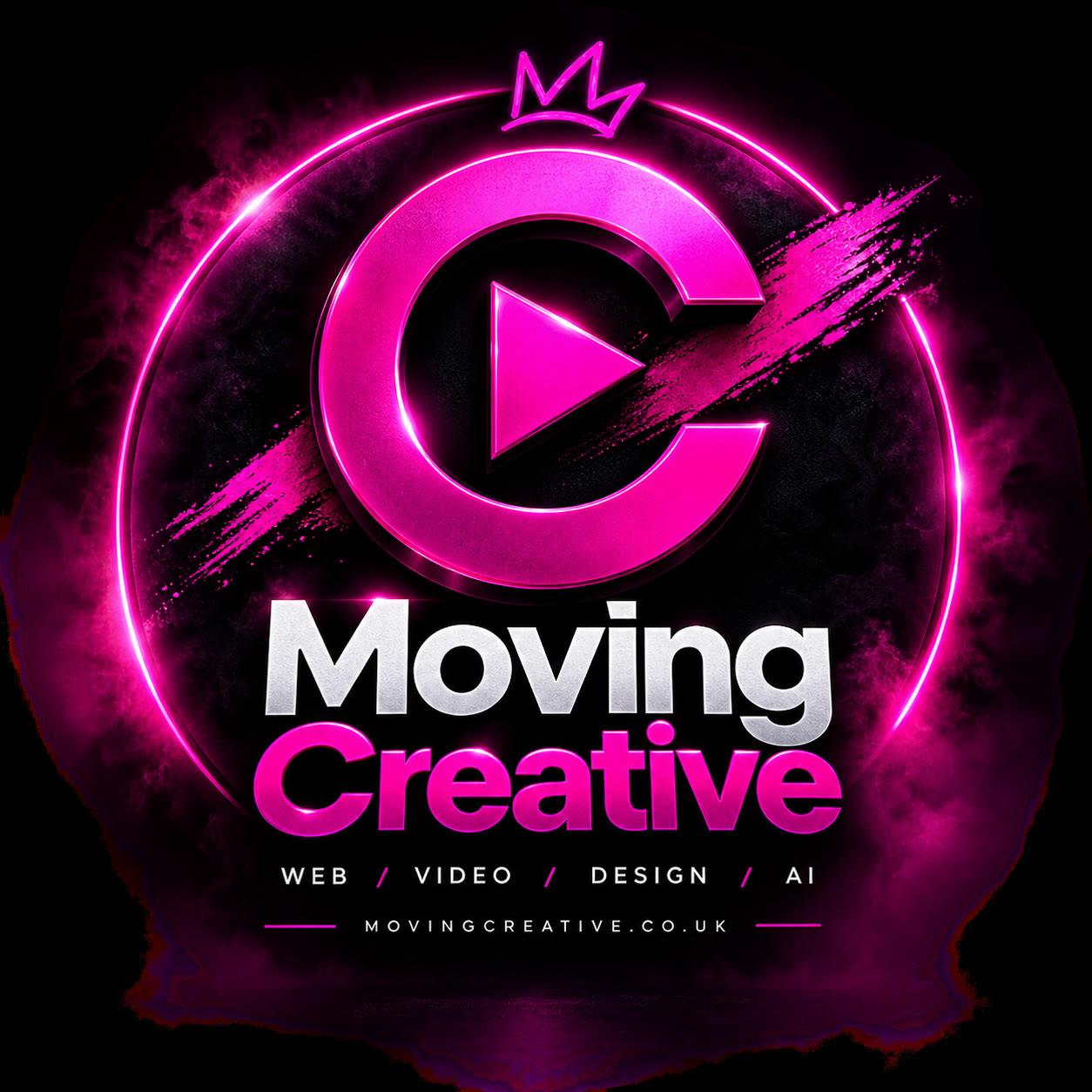 Moving Creative neon logo photo